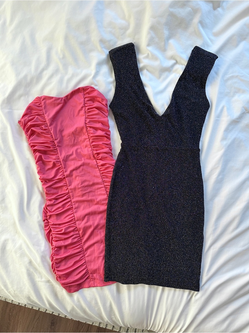 Bundle: Black Sparkle V-Neck Bodycon Dress and Pink Bodycon Dress
